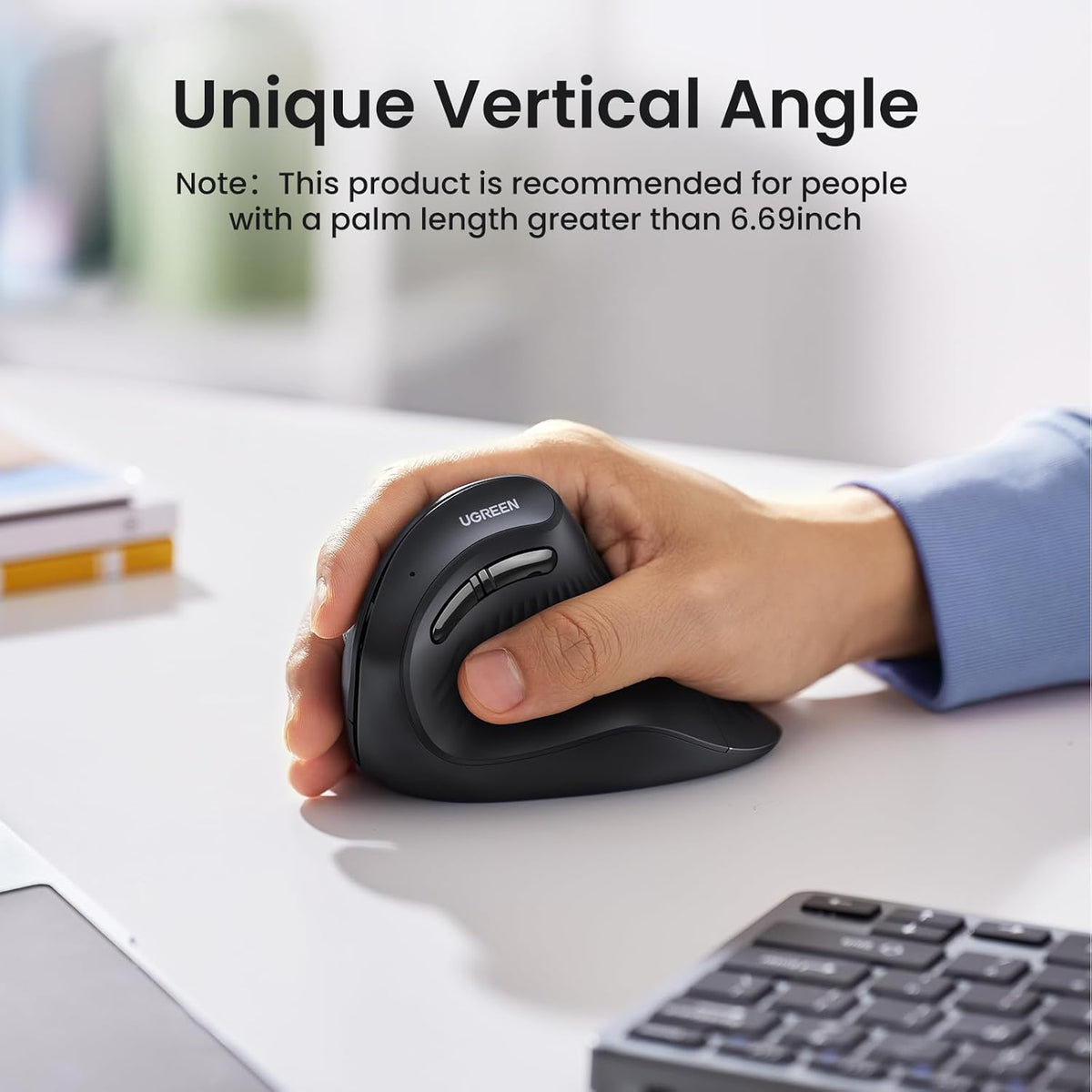 Ugreen Multi-Mode 4000DPI Wireless Vertical Mouse (Black, White)