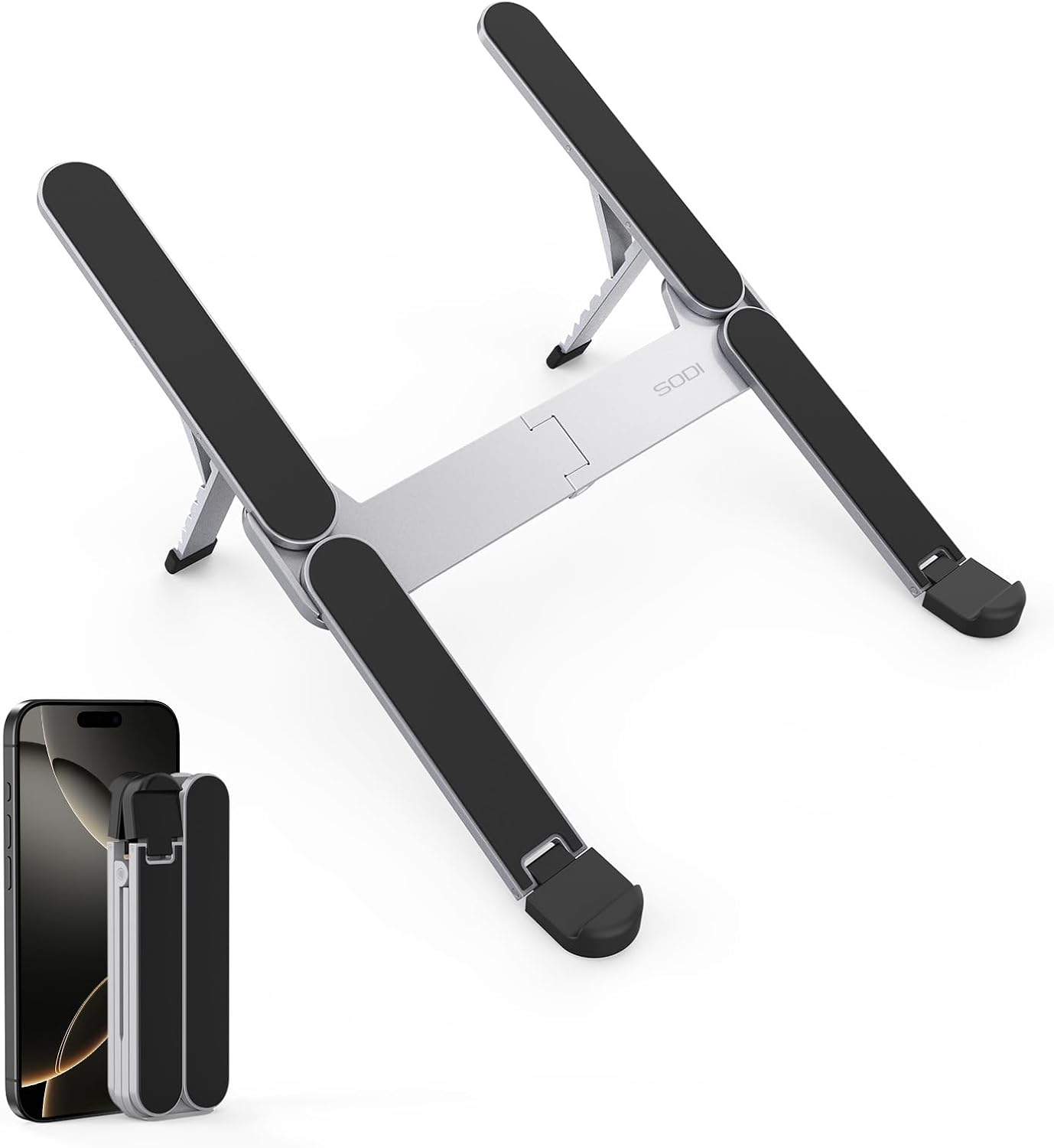SODI 314 Ultra Compact Foldable Portable Laptop Stand (Grey, Silver)