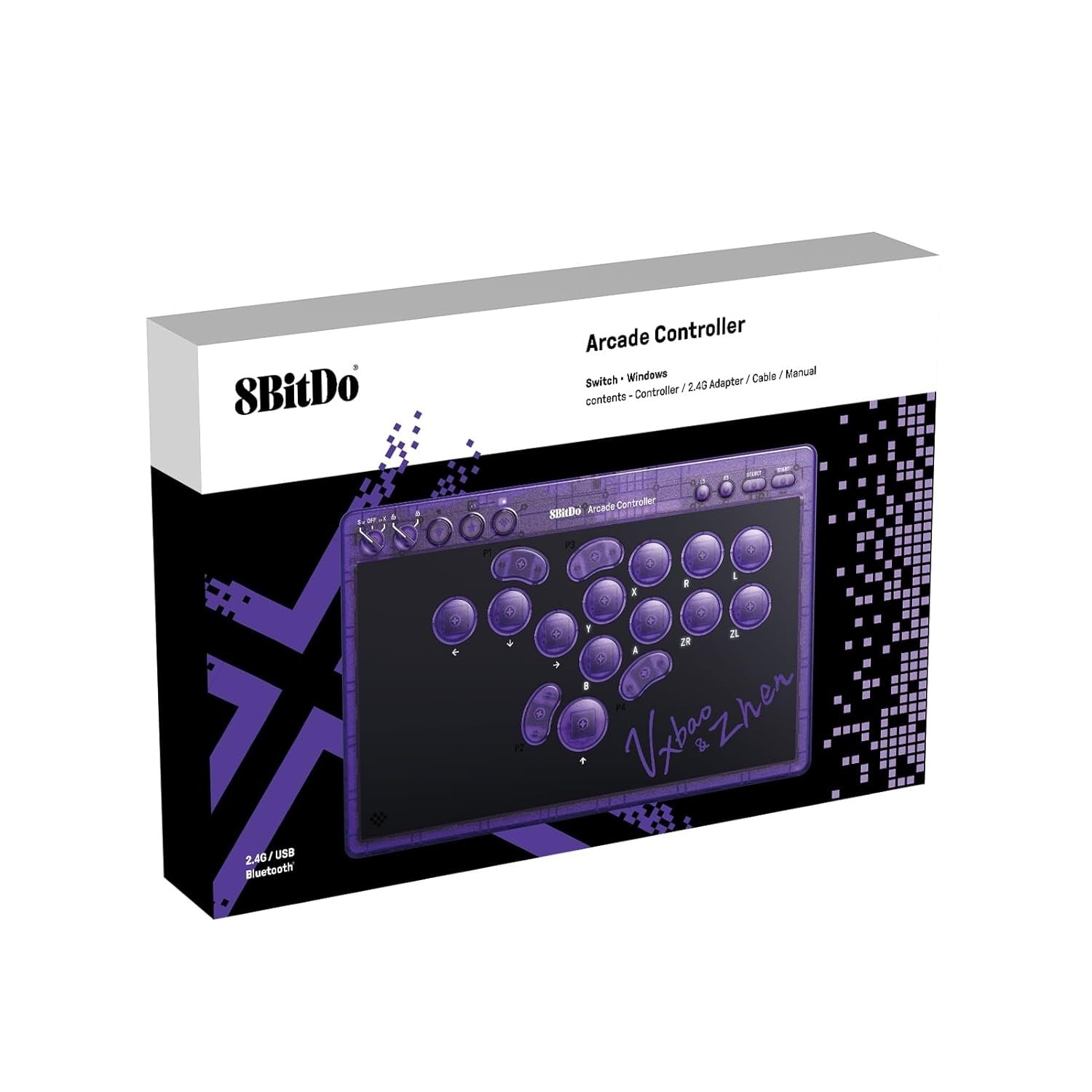 8Bitdo Arcade Controller for Nintendo Switch / Windows (Transparent Purple) (80FG)