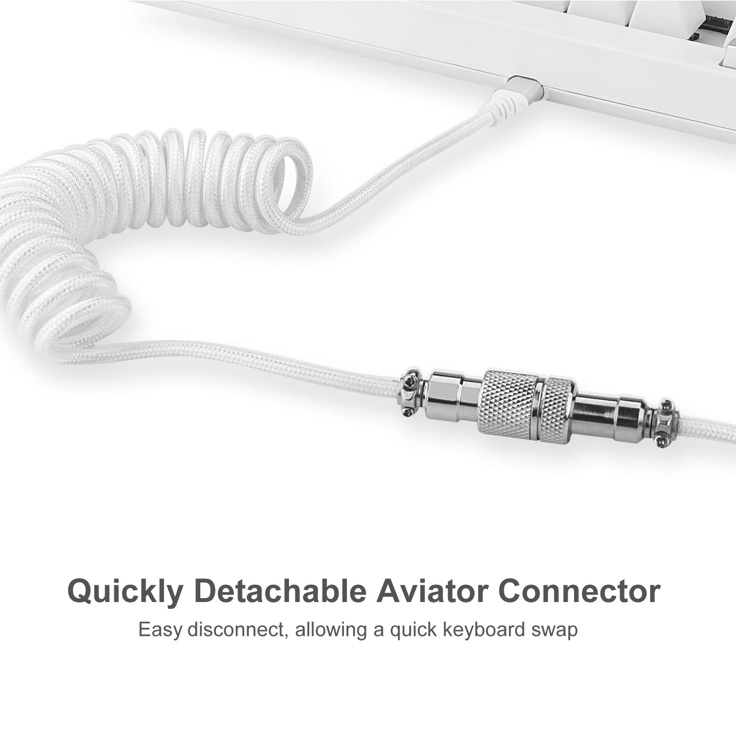 Redragon A115 Coiled USB-C Cable For Gaming Keyboard (White)