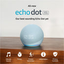 Amazon Echo Dot 5th Gen Smart Speaker With Clock & Alexa (Cloud Blue)