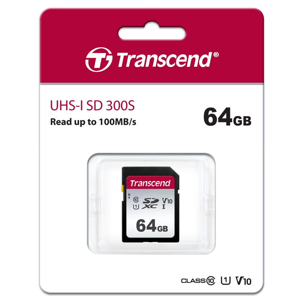 Transcend 300S SDXC UHS-I Class 10 U1 V10 100MB/S Read SD Card