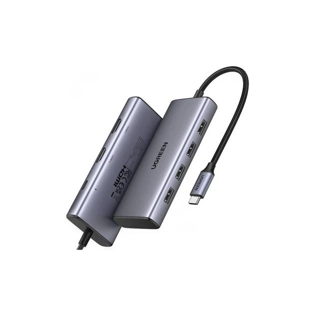 Ugreen USB-C to USB-A 3.0 + 3xUSB-A 2.0 + 2xHDMI + PD Port Converter (7-in-1) Hub - 15cm (Gray)