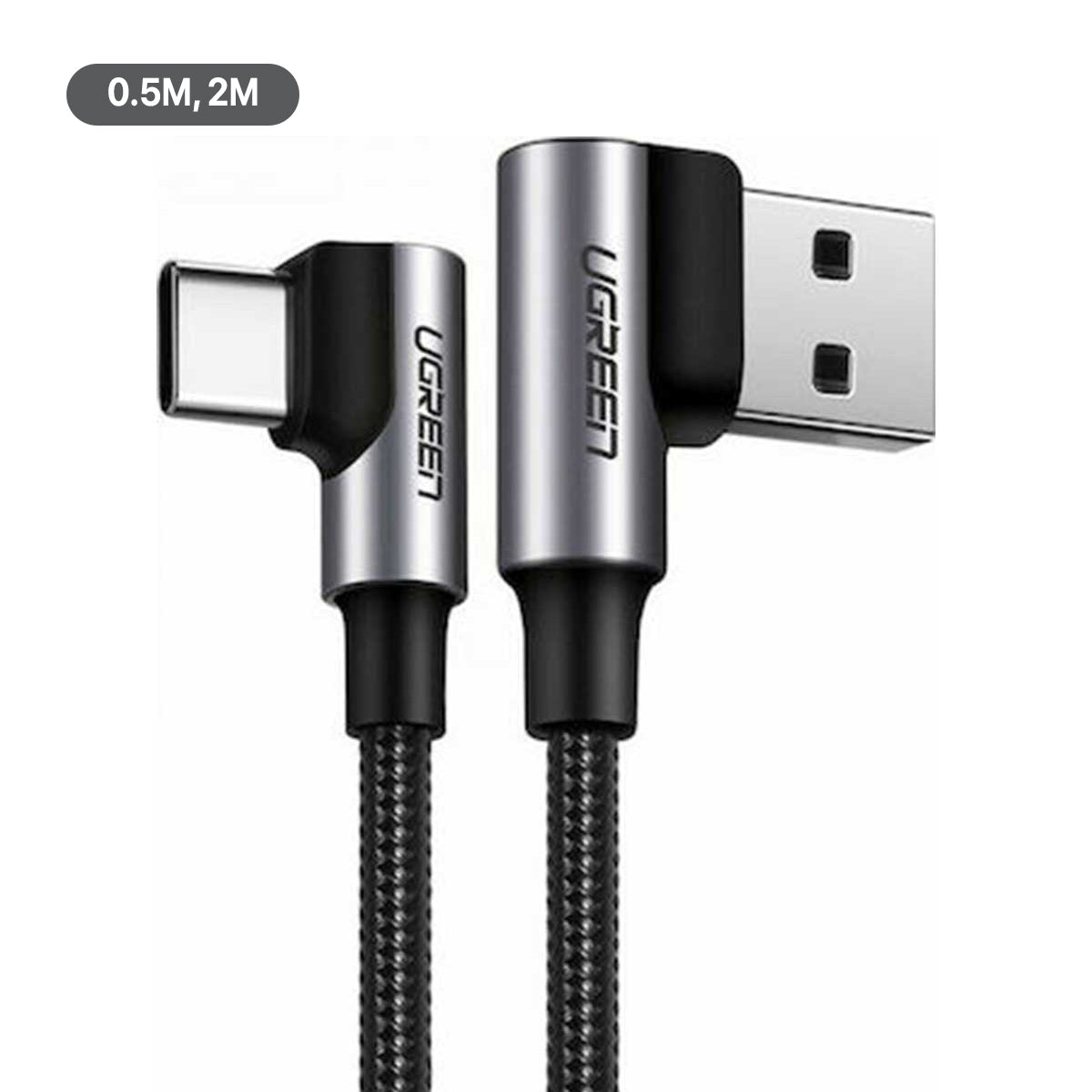Ugreen Angled USB-C Male to Angled USB 2.0 A Male 3A Data Cable(Black)