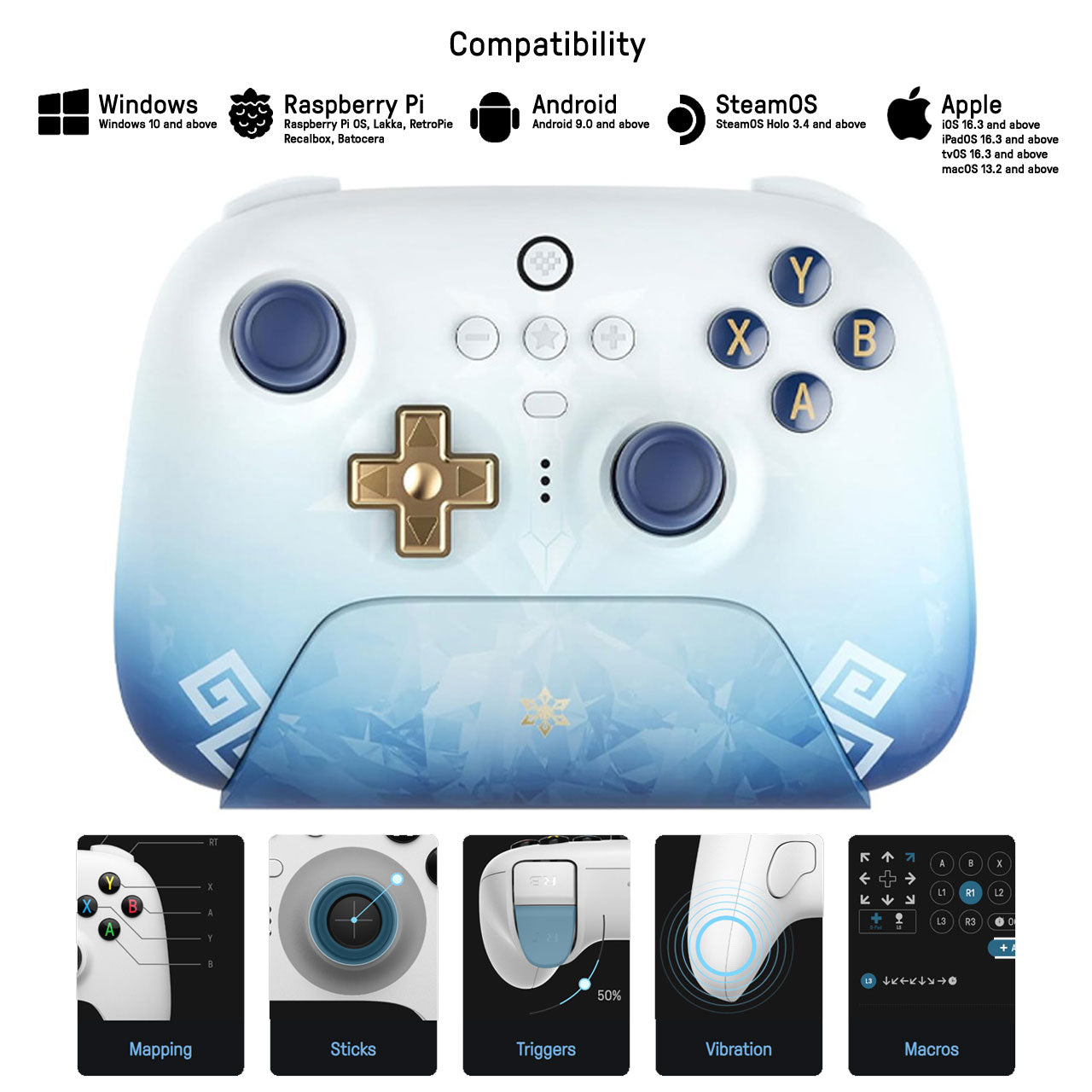 8Bitdo Genshin Impact Ultimate 2.4G Wireless Controller - Chongyun