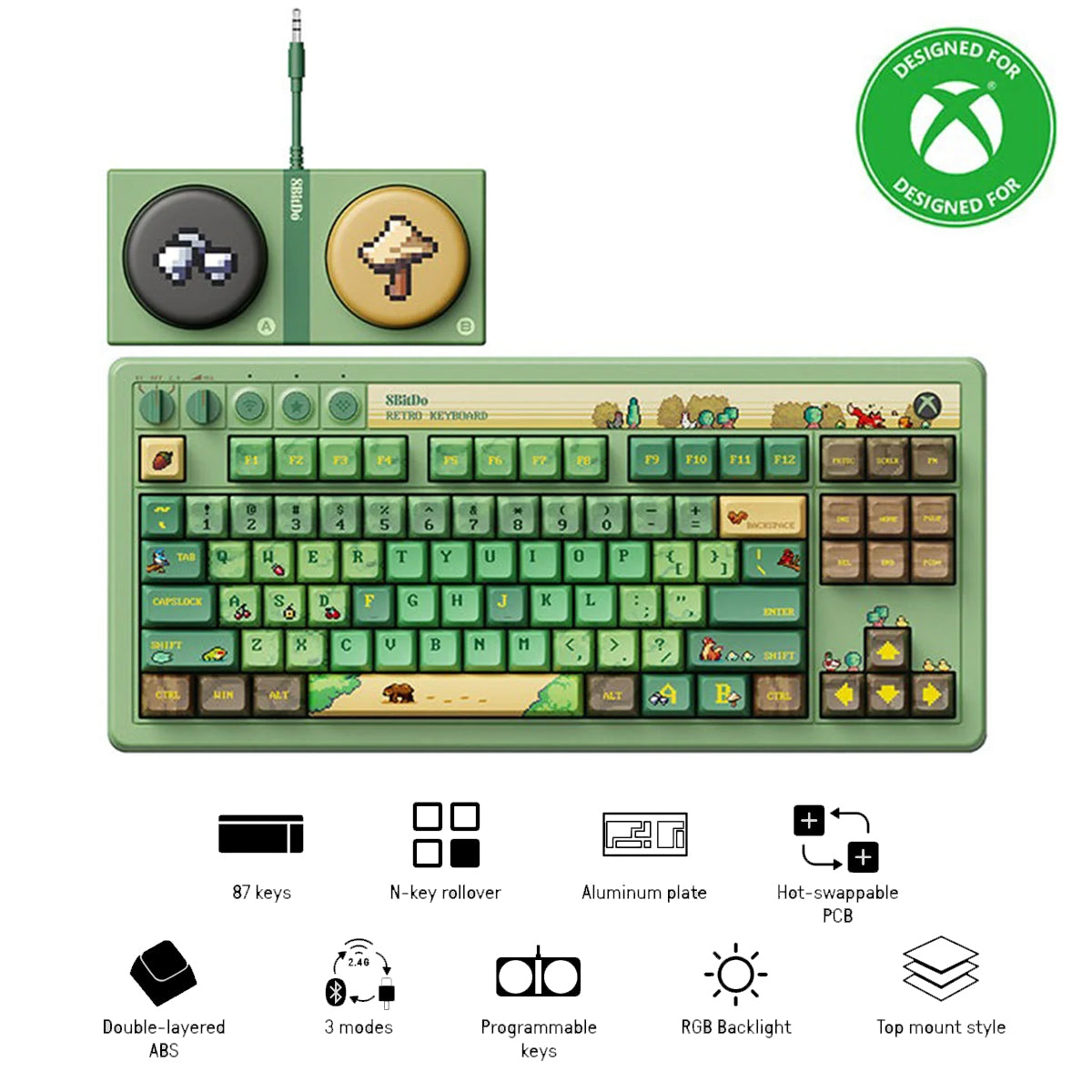 8Bitdo Retro 87 Mechanical Keyboard (Forest) (85HD)