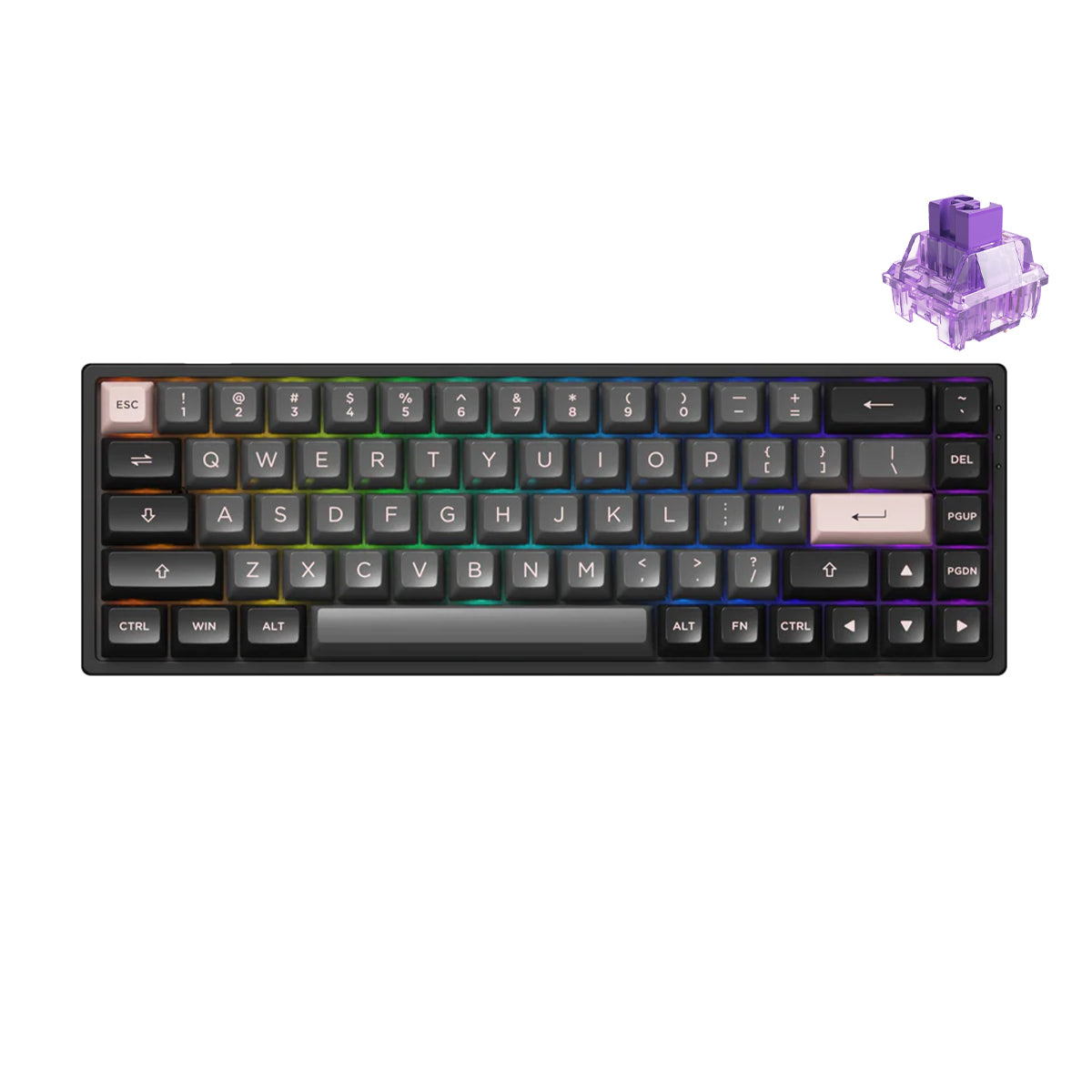 AKKO Black & Pink 3068B Plus Multi-Modes RGB Mechanical Keyboard (AKKO CS Jelly Purple)