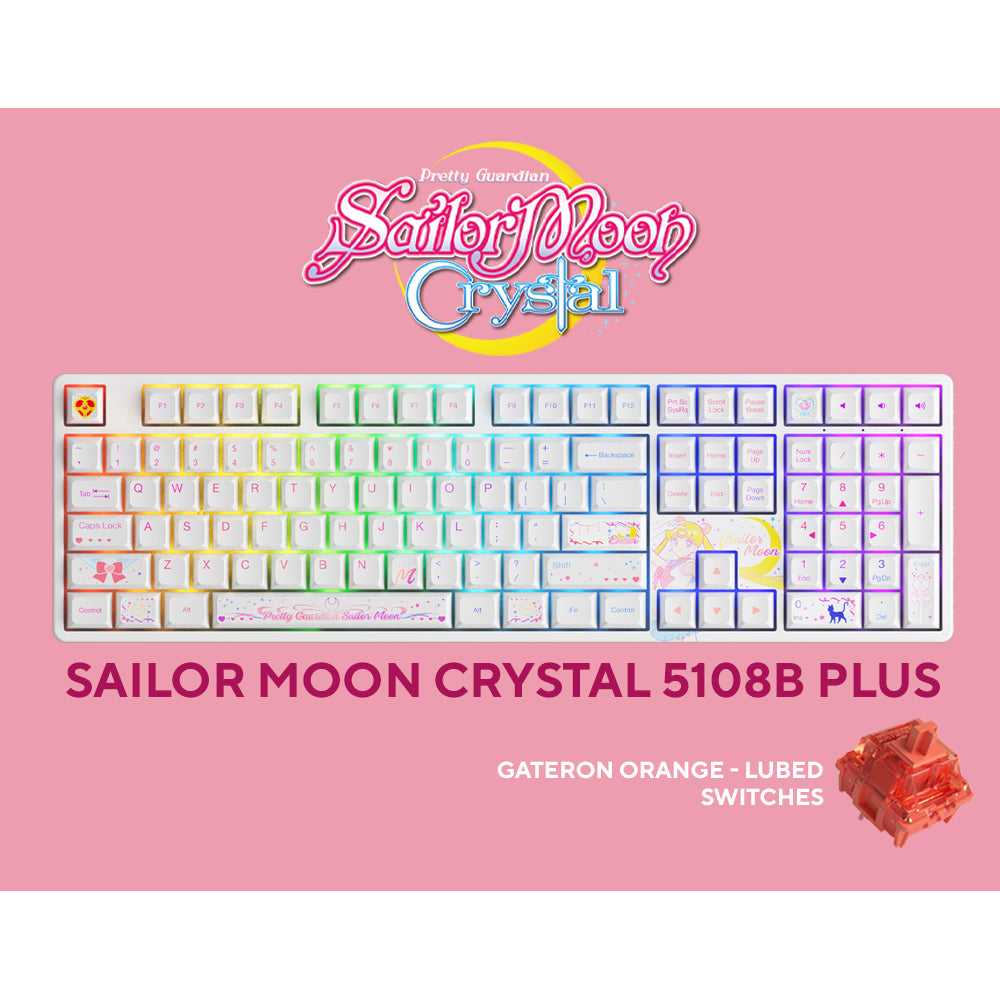 Akko Sailor Moon Crystal 5108B Plus Multi-Modes RGB Hot-Swappable Mechanical Keyboard (Gateron Orange - Lubed)