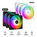 ID-Cooling ARGB Trio FX 120mm 4Pin PWM/3Pin 5V ARGB Silent Daisy Chain CPU Fan (Black, White)