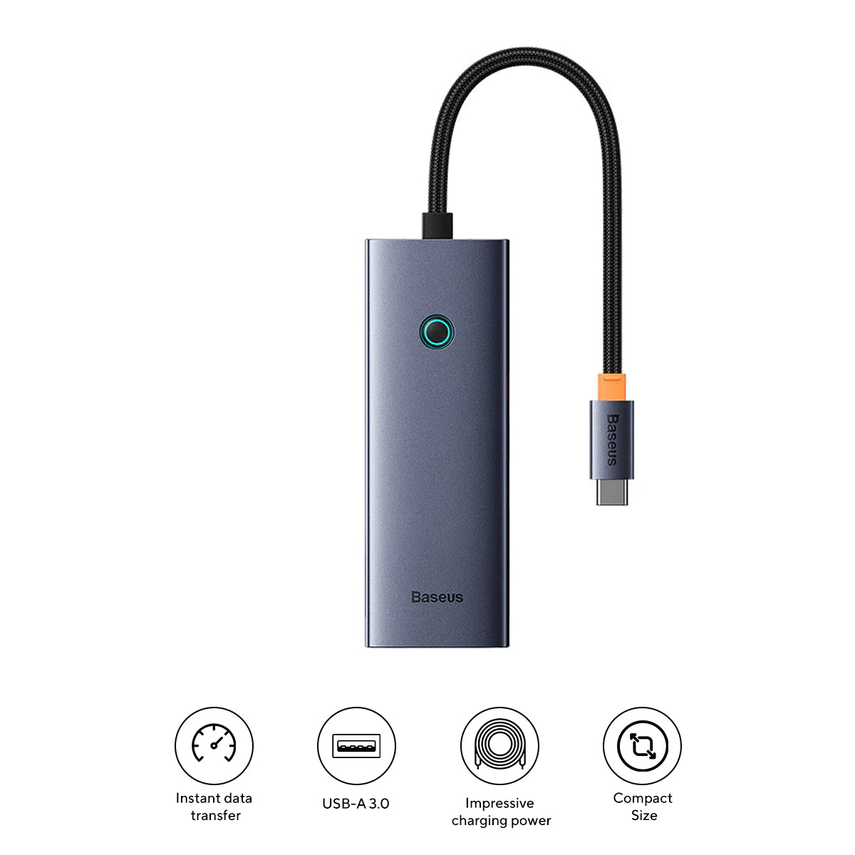 Baseus UltraJoy Series 5-Port Hub Docking Station USB-C to HDMI 4K@30Hz + 3xUSB-C 3.0 + PD (Space Grey) (B00052801811-00)