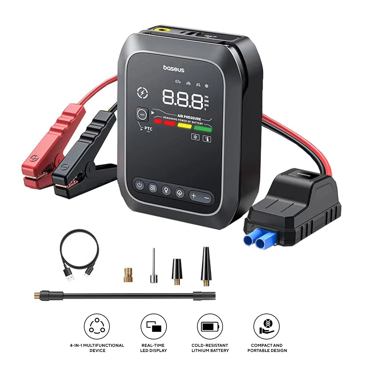 Baseus PrimeTrip Series Super Energy 4-in-1 Car Jump Starter 1200A (Cluster Black)