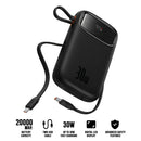 Baseus QPow 2 Digital Display Fast-Charging Power Bank with 2 Built-in Type-C Cable 20000mAh 30W (Cluster Black) (P10055009113-00)