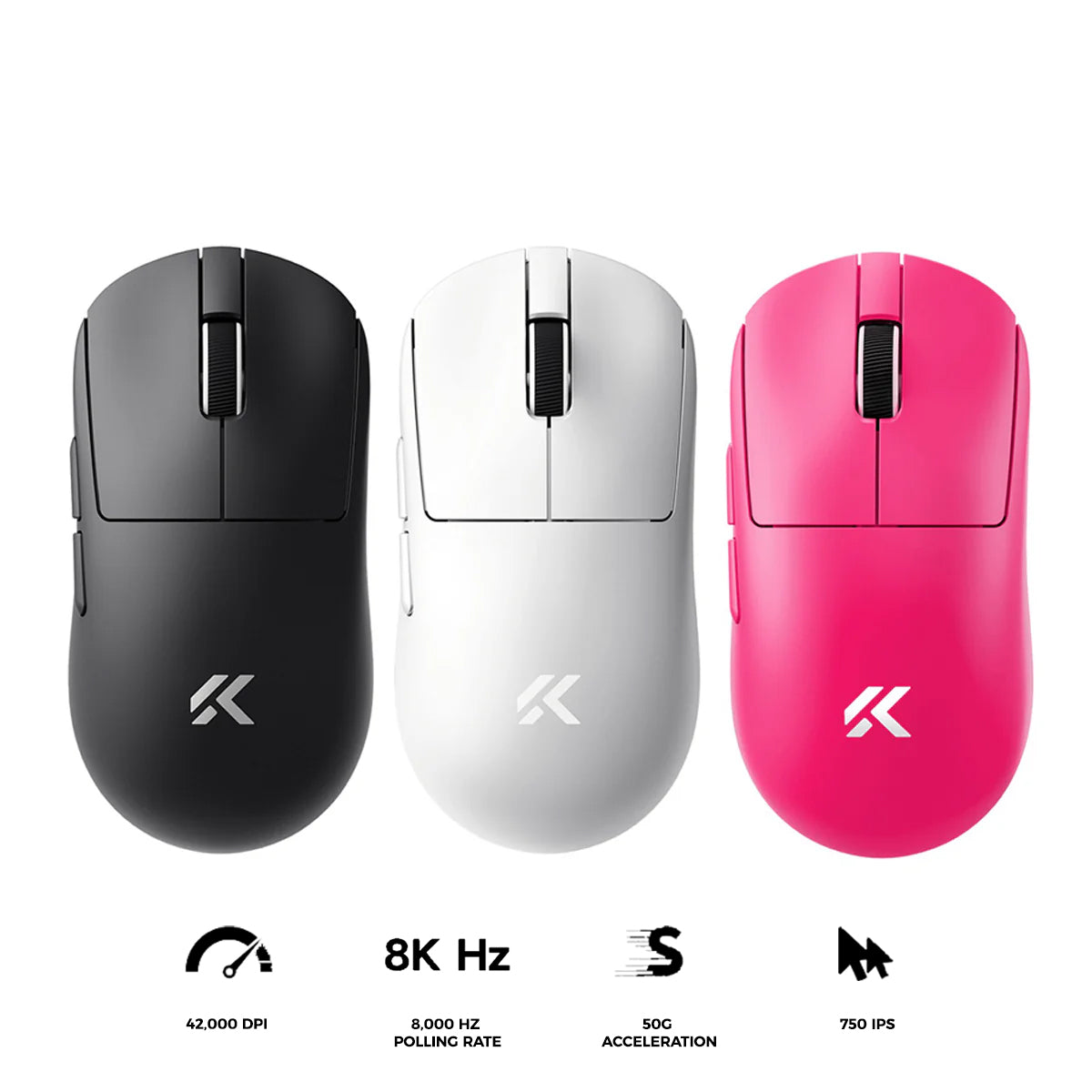 MCHOSE A7 V2 Pro Tri-Mode Lightweight All-round Gaming Mouse (Black, White, Red Rose)