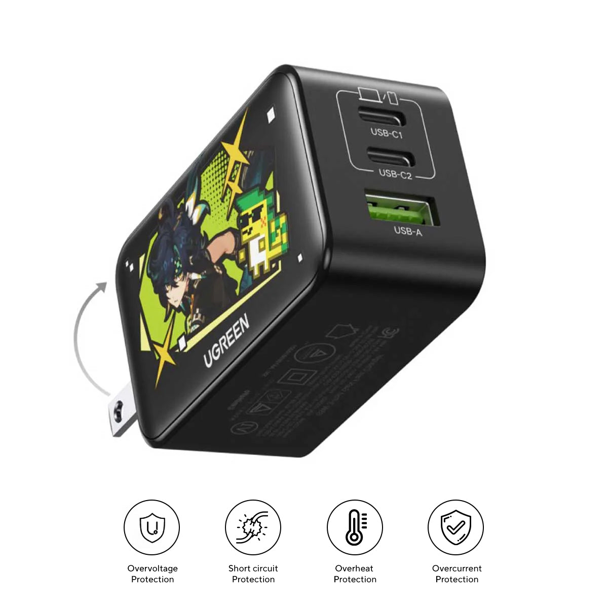 Ugreen Nexode 3-Port 2xUSB-C + 1xUSB-A 65W Gan Fast Charger Genshin Impact Ed. (CD244/10334GI)