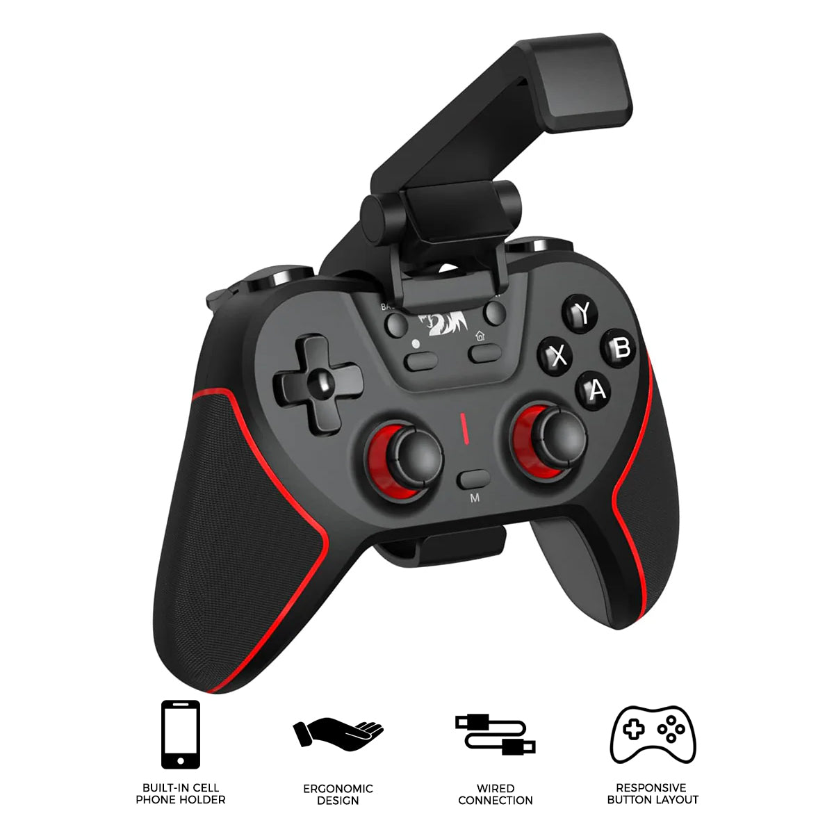 Redragon Sempiten G712 Wireless Gamepad with Cellphone Holder (Black & Red)