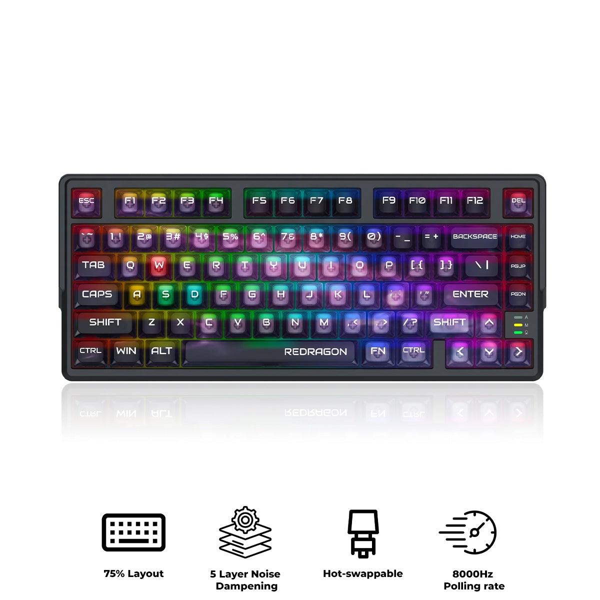 Redragon Bartlett Magnetic Tri-Mode Wireless Aluminum HE Magnetic Switch Keyboard (Amethyst Transparent Purple) (K767-WL-M)