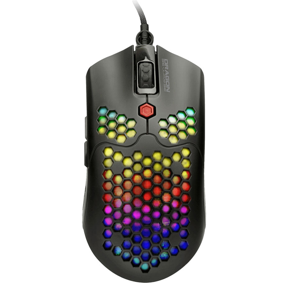 DRAGONWAR ULTRA LIGHT HONEYCOMB RGB PHOENIX PRO GAMING MOUSE BLACK (ELE-G25-BK) - DataBlitz