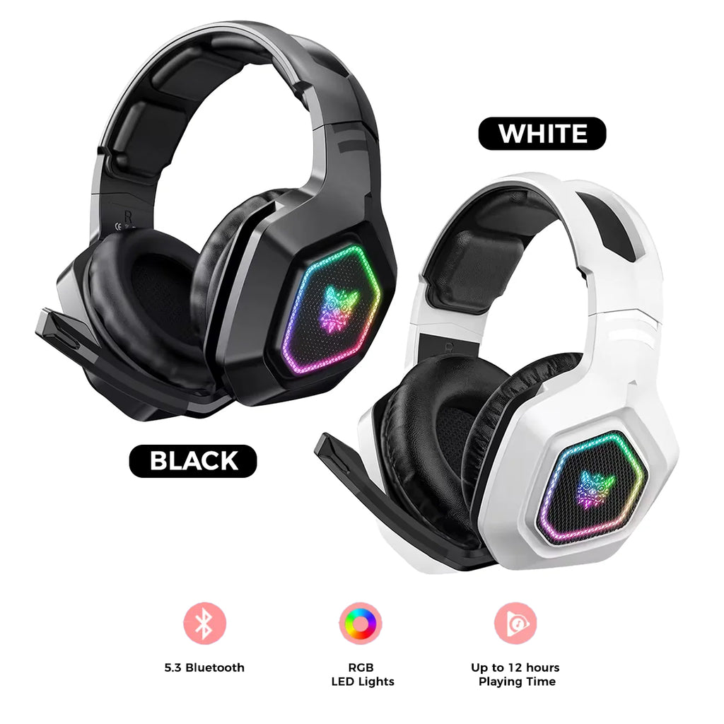 Onikuma B100 RGB Tri-Mode Gaming Headset (Black, White)
