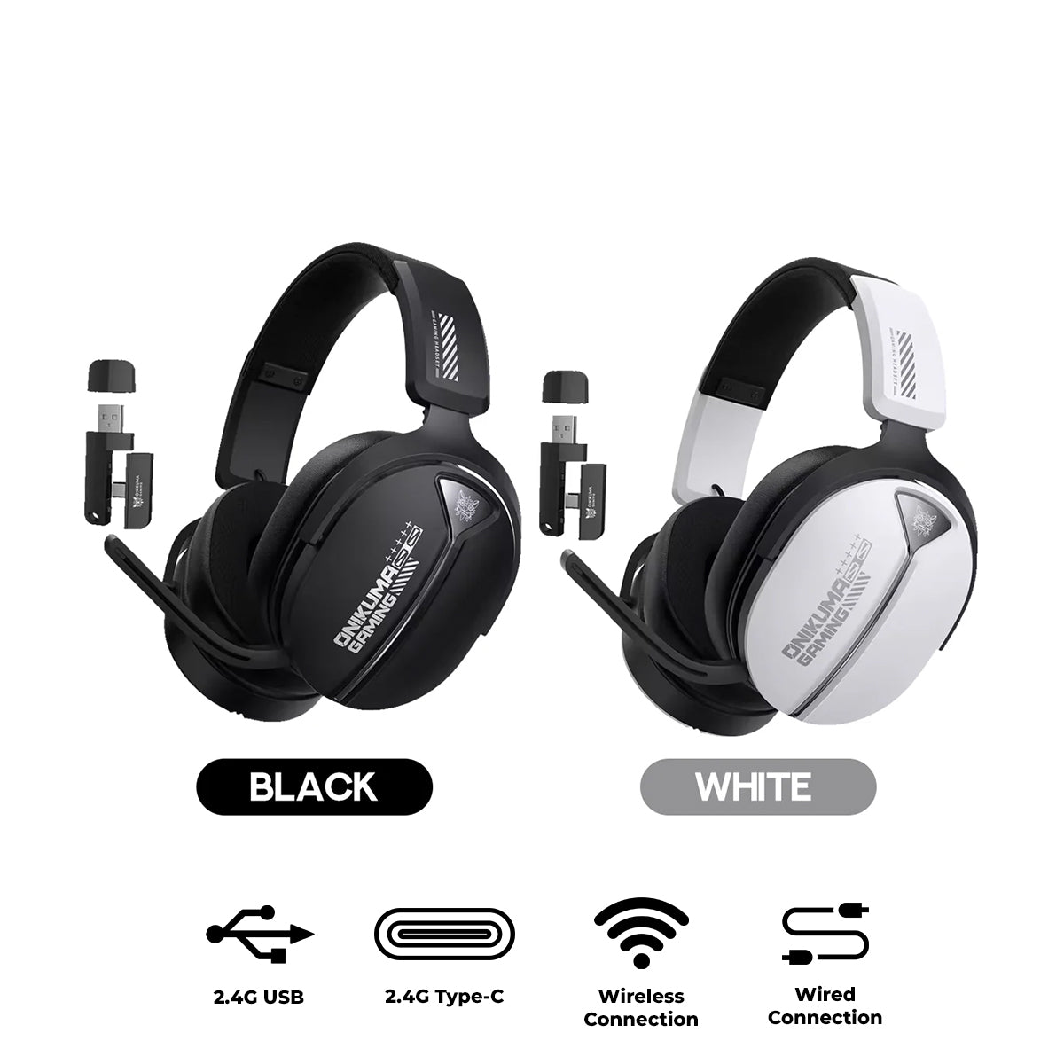 Onikuma GT887 4-Mode Gaming Headset with Microphone (Black, White/Black)