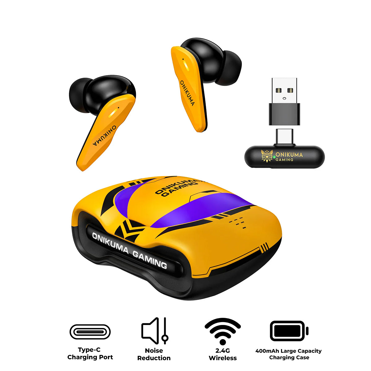 Onikuma TX616 Dual-Microphone Noise Reduction Wireless Earphones (Yellow)