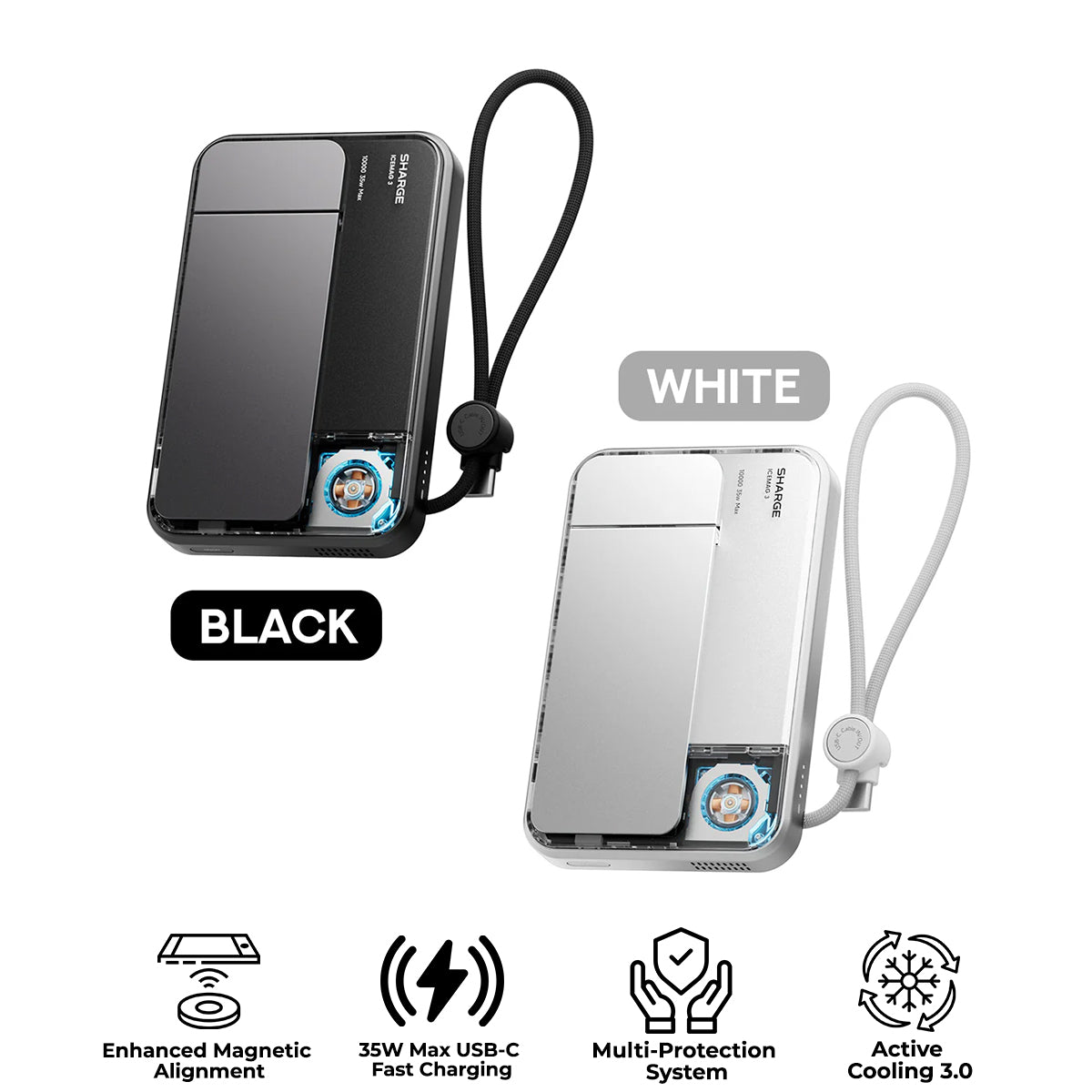 Sharge ICEMAG 3 Power Bank Wireless Charging 10000mAh 35W with Active Cooling (M3) | DataBlitz