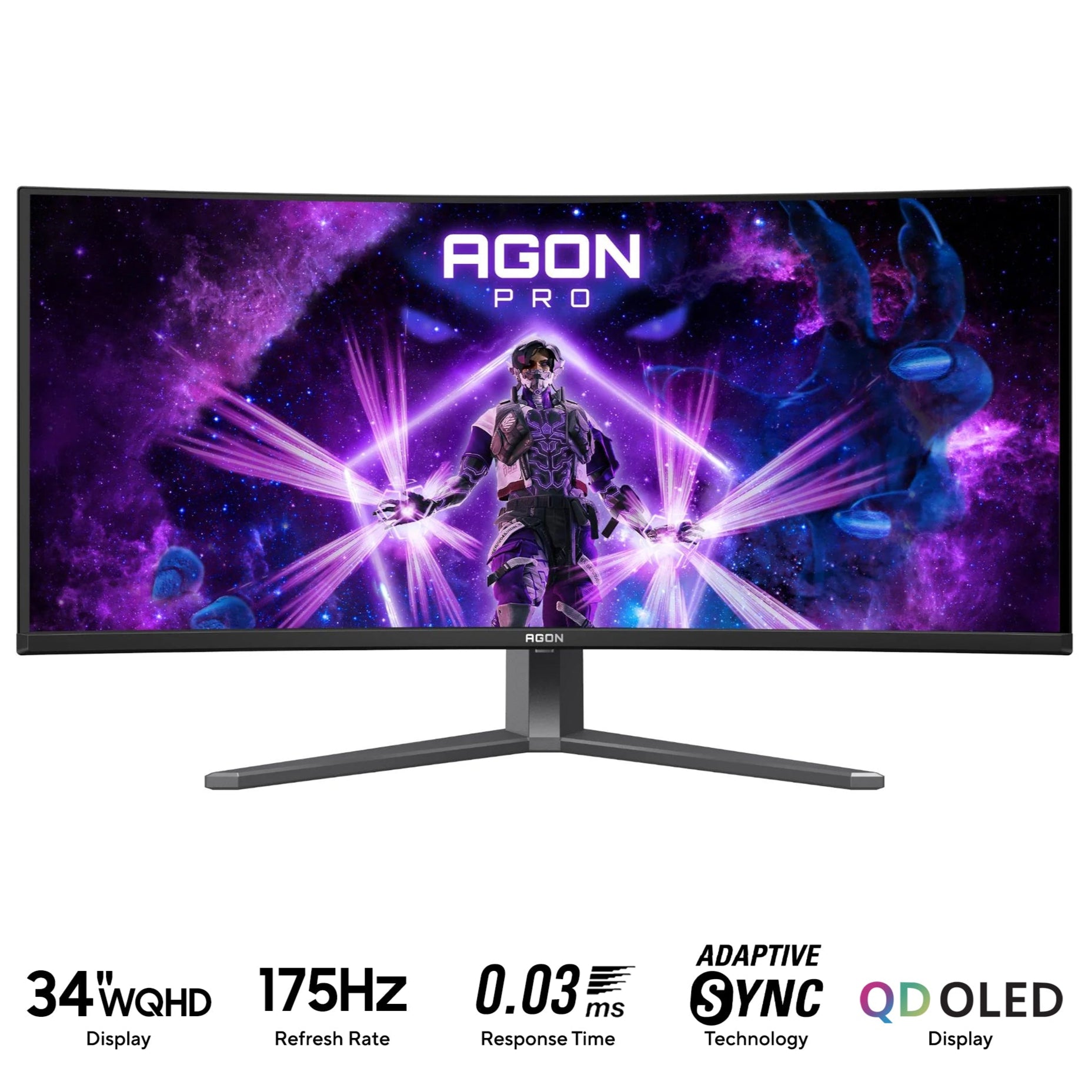 AOC Argon Pro AG346UCD QD-OLED 34" WQHD (3440x1440) 175Hz 0.03ms Adaptive-Sync Curved Gaming Monitor (Black/Grey)