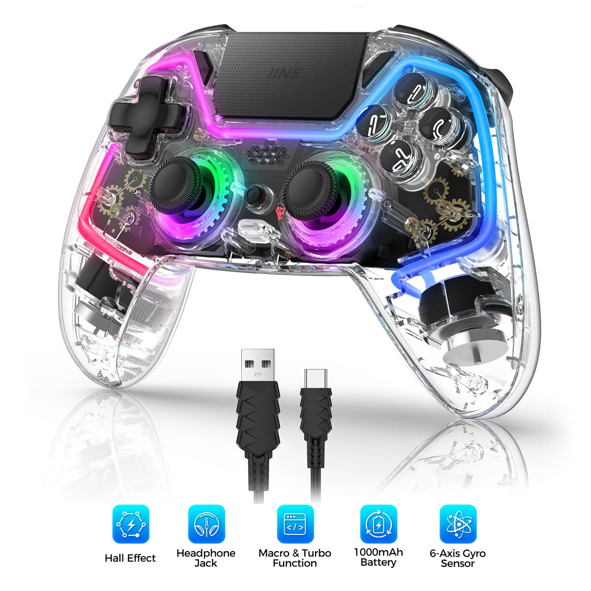 IINE Bastet Wireless Controller for PS4 / PC (Transparent) (L977)