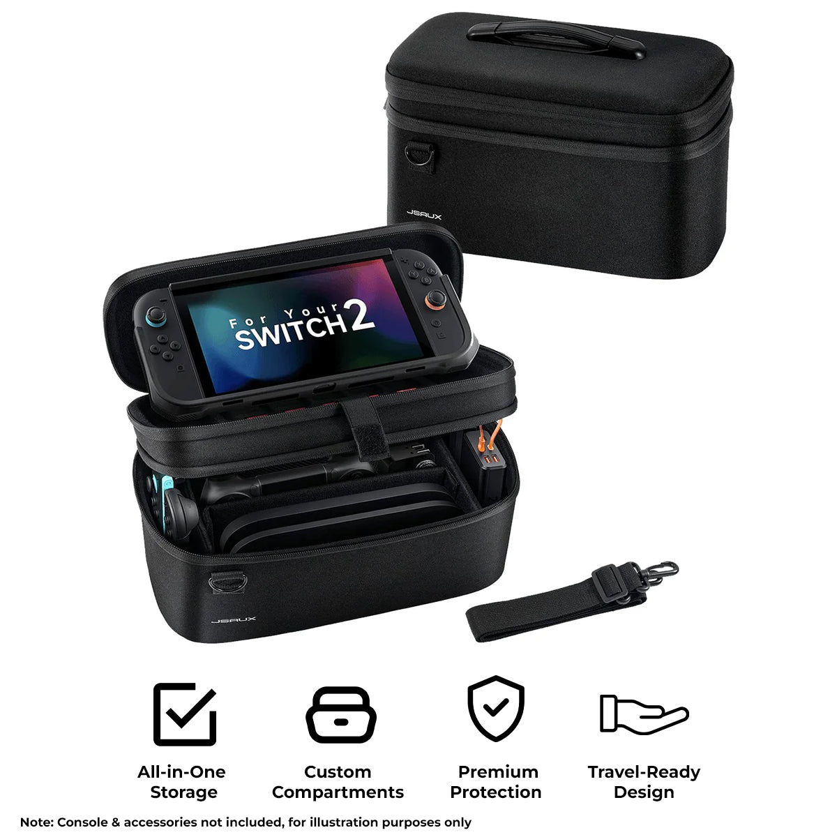 JSAUX All-in-One Travel Storage Carrying Case for Nintendo Switch 2 (Black) (BG0121)