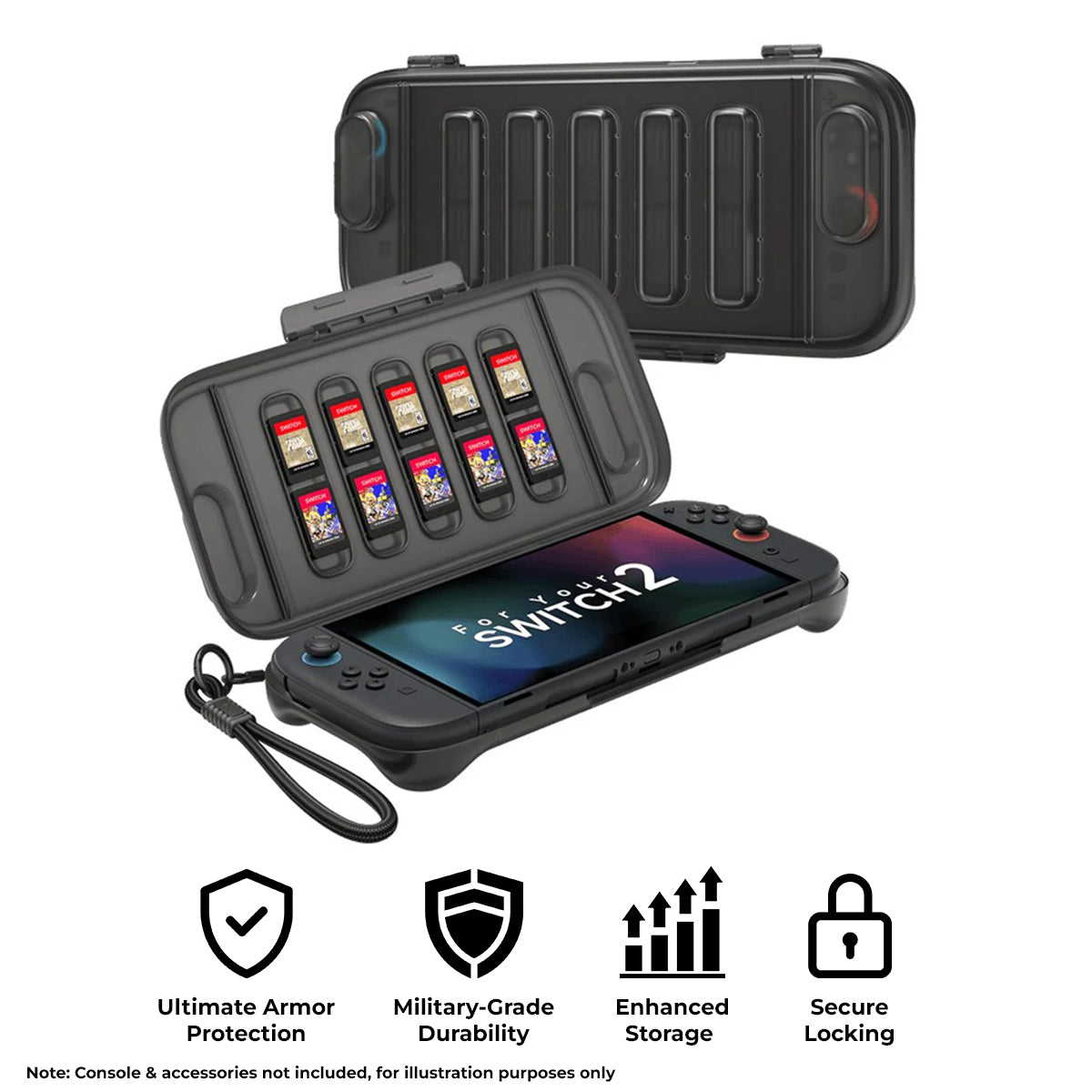 JSAUX Shock-Absorbent Storage Case for Nintendo Switch 2 (Black) (PC0116)