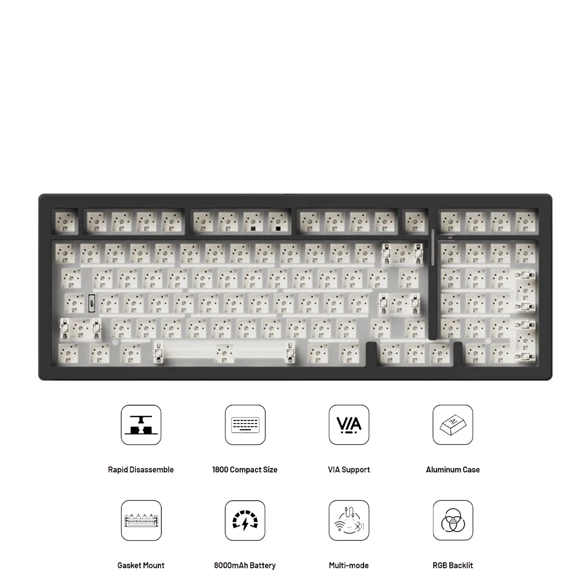 MonsGeek M2 V5 VIA Barebone Custom Kit Aluminum Case Multi-Mode RGB Hot-Swappable Mechanical Keyboard (Dark Night)