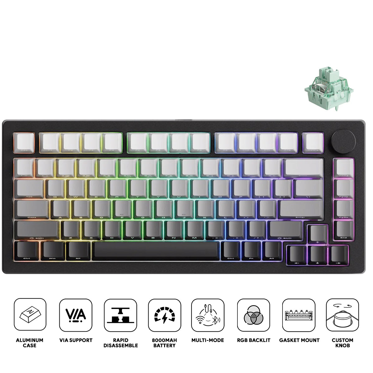 MonsGeek M1 V5 HE-SP Aluminum Case Multi-Mode RGB Hot-Swappable Mechanical Keyboard (Dark Night) (Akko Glare Magnetic Switch)