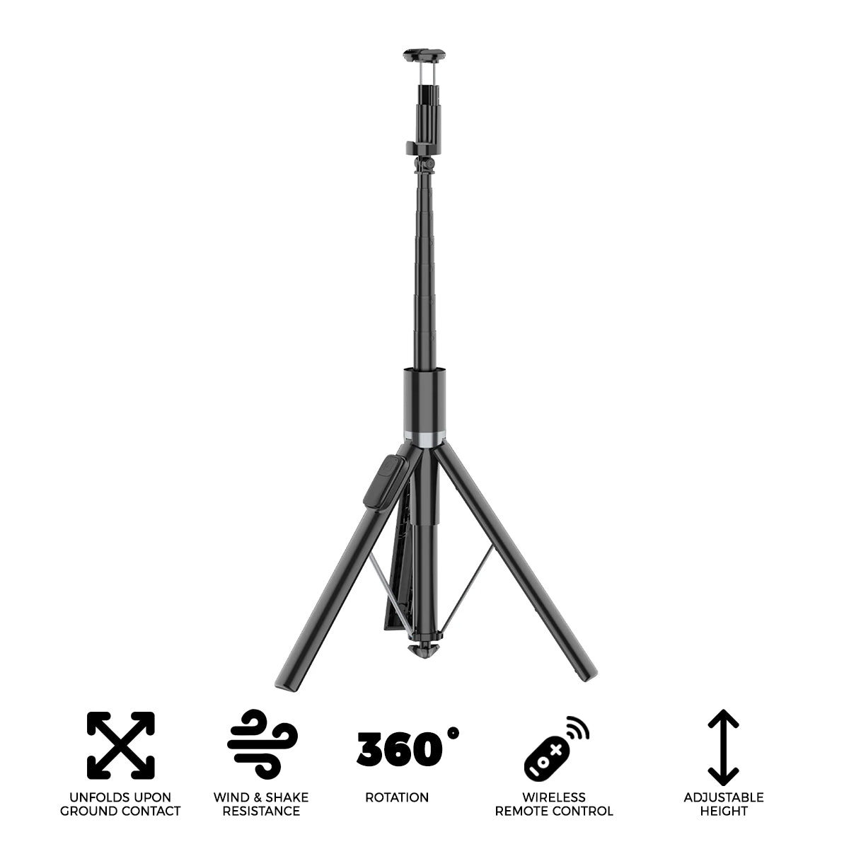 Vyvylabs ZipPop Selfie Stick Tripod (Black) (VBDP02-BK)
