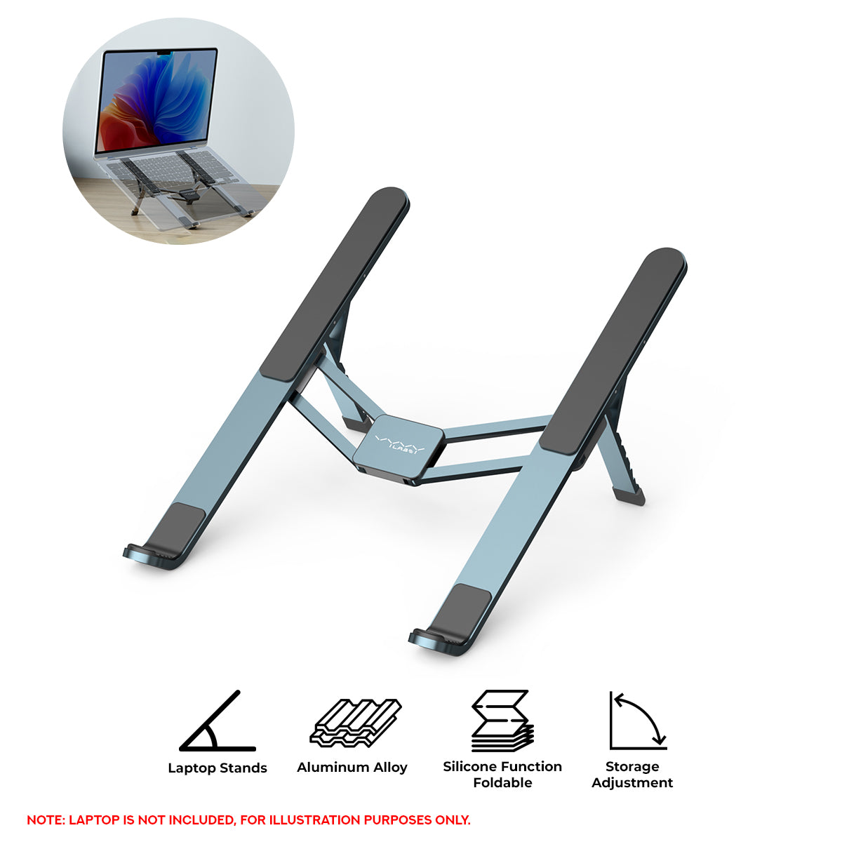 Vyvylabs X15 Aluminum Alloy Foldable Laptop Stand (Dark Grey) (X15-DGY)