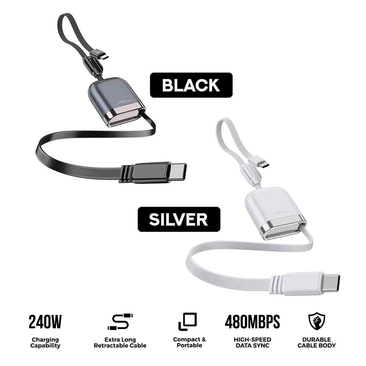 Vyvylabs Vans Retractable Cable Type-C to Type-C 240W