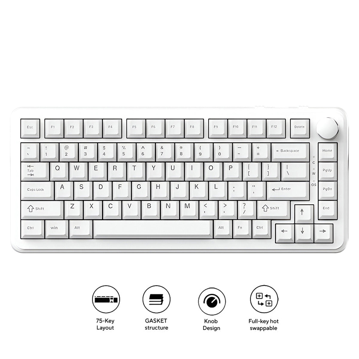 Ajazz AK820 Max No Light Wired 75% 82-Keys Gasket-Mounted South Facing Hot Swappable Mechanical Keyboard Knob