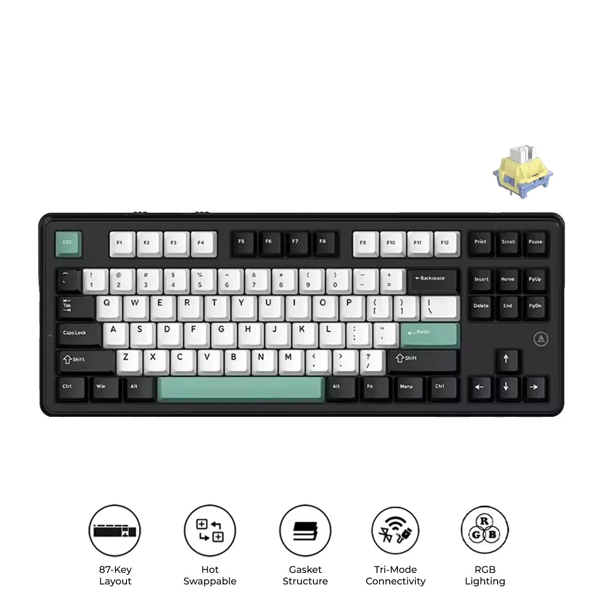 Ajazz MK87 RGB 87 Keys Hot-Swappable Mechanical Keyboard (Black/White/Blue) (Day Dream Switch)