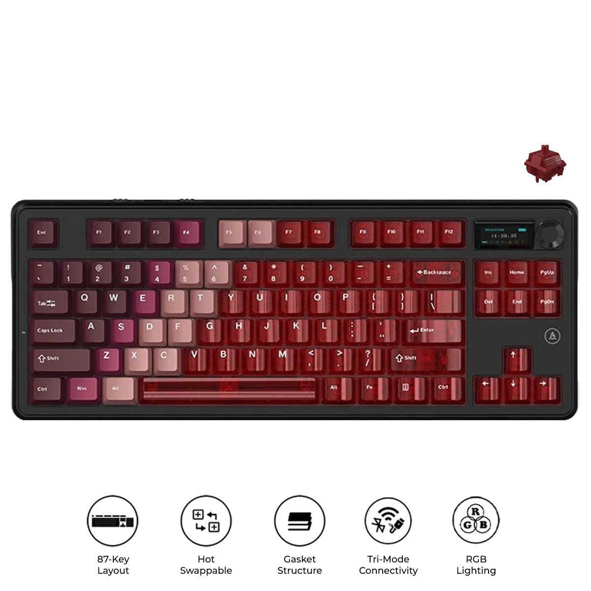 Ajazz MK87 RGB 87 Keys Hot-Swappable Mechanical Keyboard (Transparent Red) (Pitaya Switch)