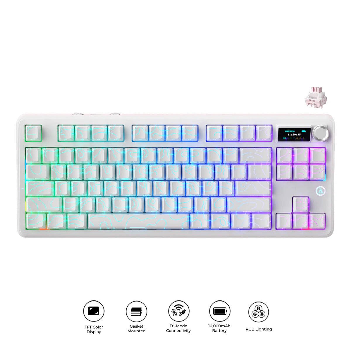Ajazz MK87 Pro RGB Tri-Mode Mechanical Keyboard (Original Contour White)