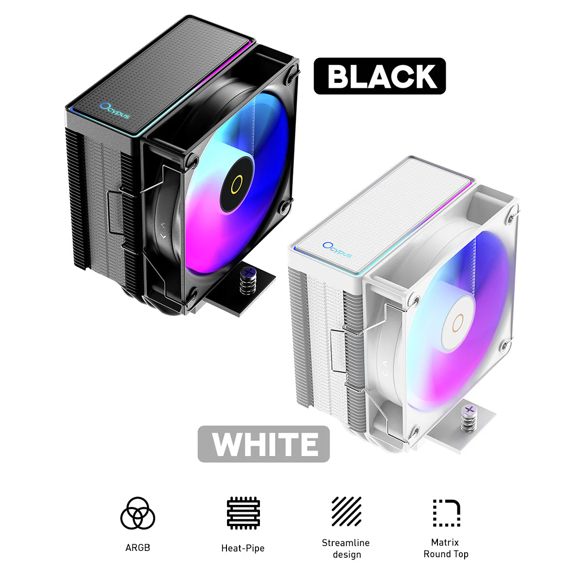 Ocypus Gamma A40 ARGB CPU Cooler (Black, White)