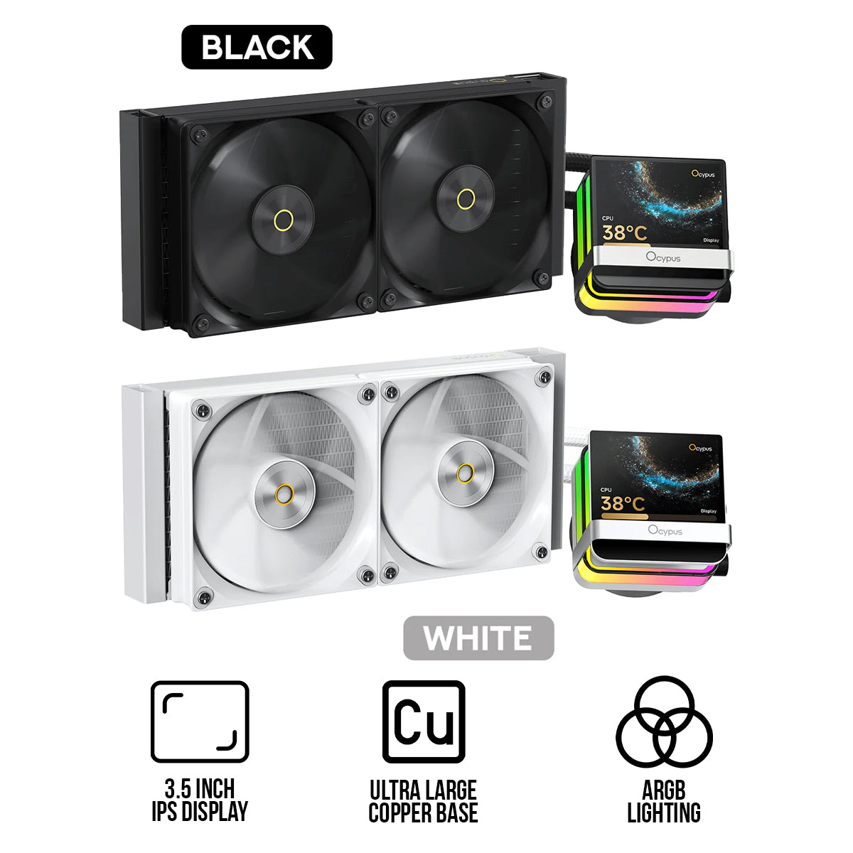 Ocypus Sigma L24 Pro 240mm ARGB AIO Liquid Cooler with 3.5" Square IPS Screen | DataBlitz