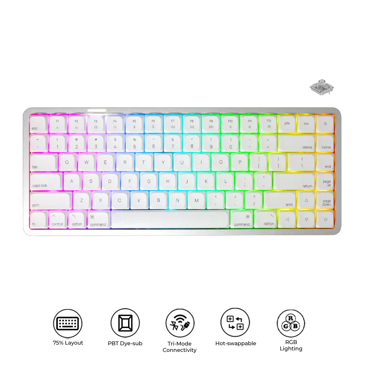 Akko Air 01 Low Profile Multi-Mode RGB Hot-Swappable Mechanical Keyboard (Cloudy White) (Kailh Cloud Switch)