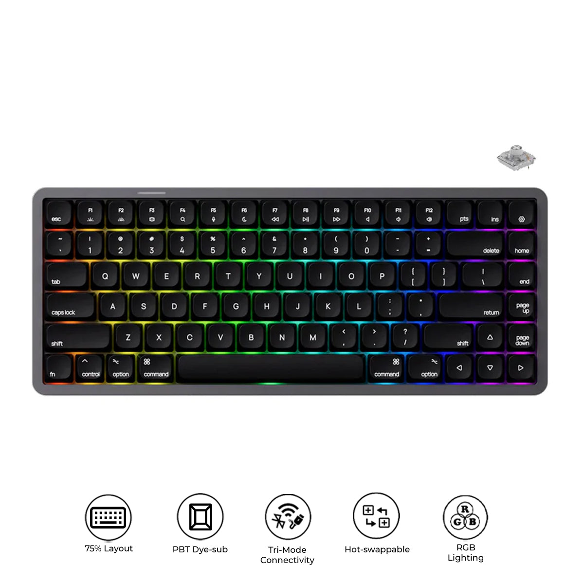 Akko Air 01 Low Profile Multi-Mode RGB Hot-Swappable Mechanical Keyboard (Ink Black) (Kailh Cloud Switch)