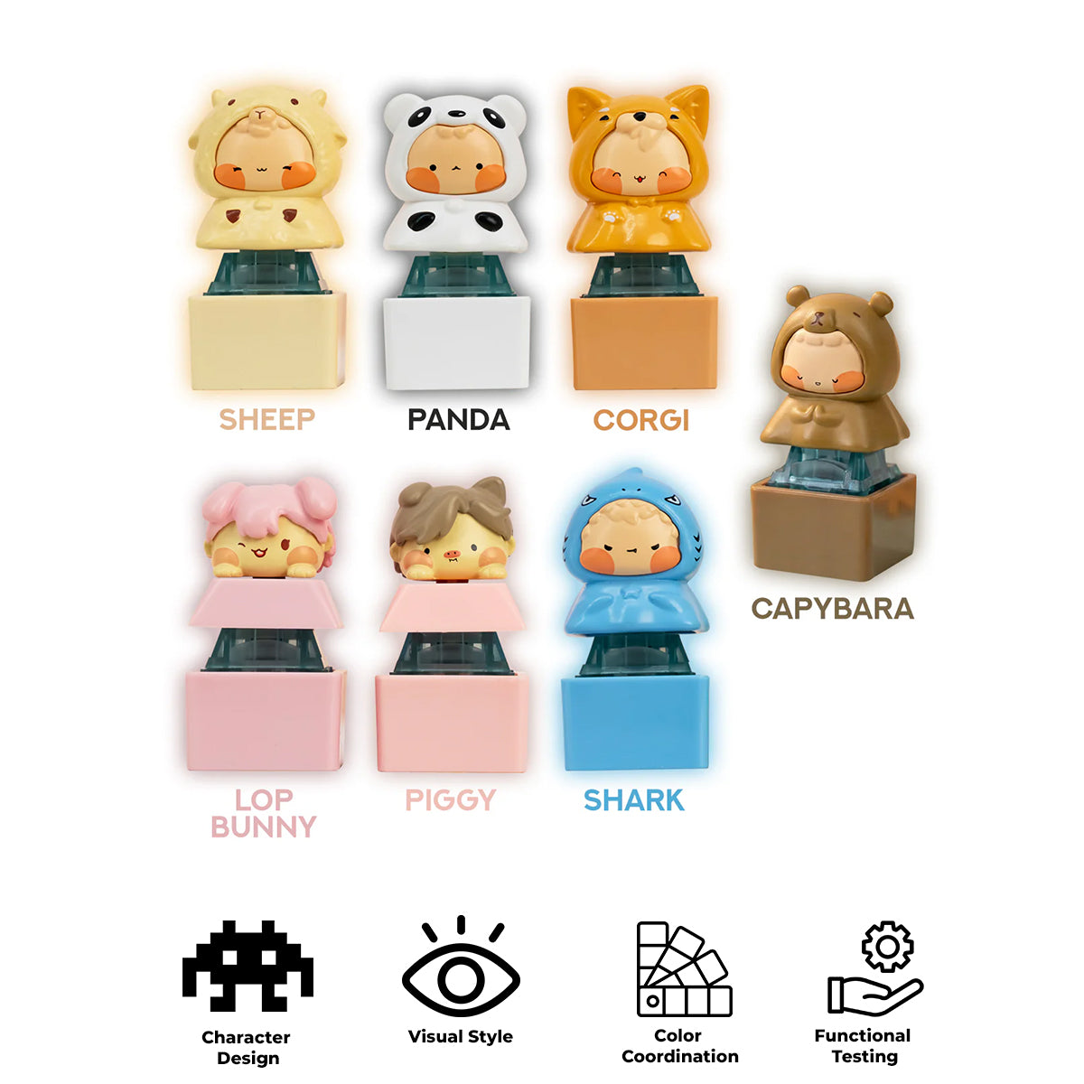 Akko Single Switch Tester (Sheep, Panda, Corgi, Lop Bunny, Piggy, Shark, Capybara Keycap)