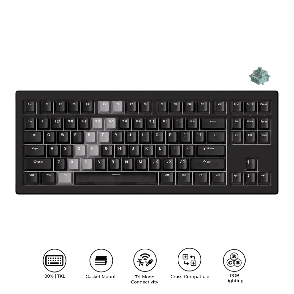 Akko 5087 V3 Tri-Mode RGB Hot-Swappable Magnetic Keyboard Gradient Hybrid Black Transparent (AstroAim Switch) (016-052-03D-048-050)