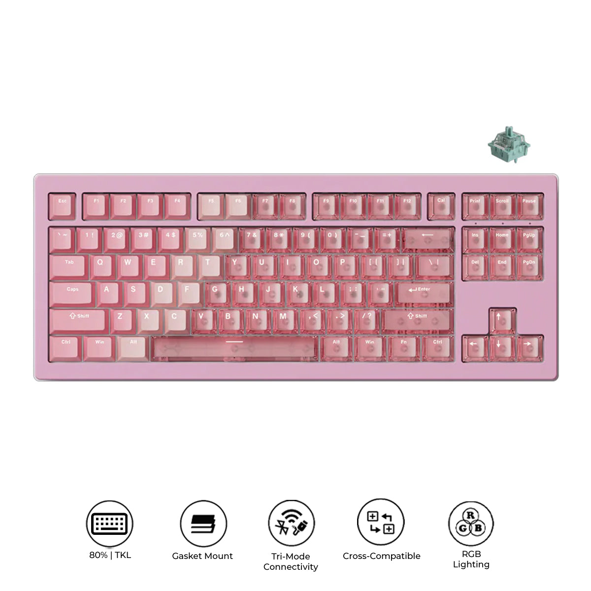 Akko 5087 V3 Tri-Mode RGB Hot-Swappable Magnetic Keyboard Gradient Hybrid Pink Transparent (AstroAim Switch) (018-052-03E-048-050)