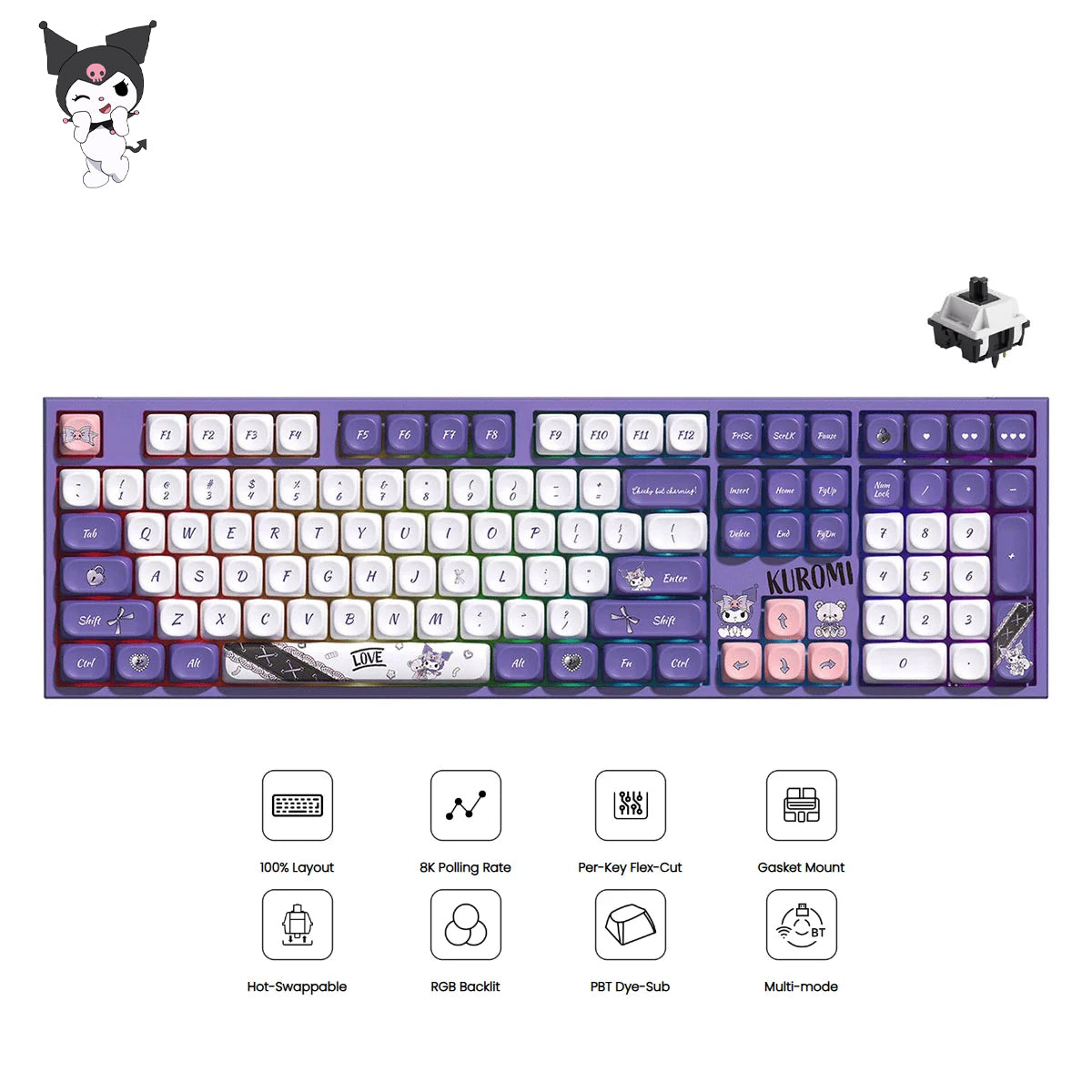 Akko Kuromi 5108 V5 Multi-Mode RGB Hot-Swappable Mechanical Keyboard (Akko V3 Piano Pro)