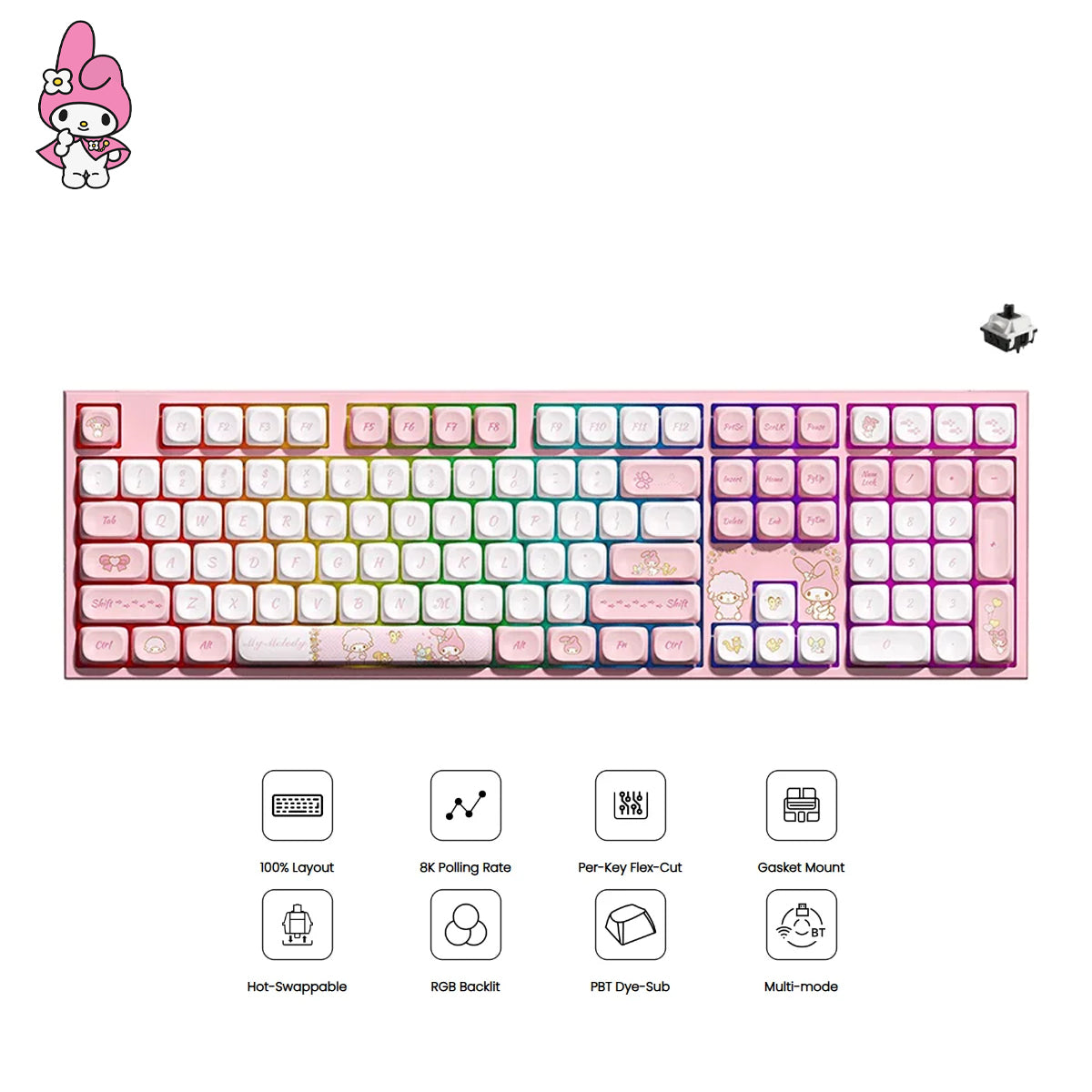 Akko My Melody 5108 V5 Multi-Mode RGB Hot-Swappable Mechanical Keyboard (Akko V3 Piano Pro)