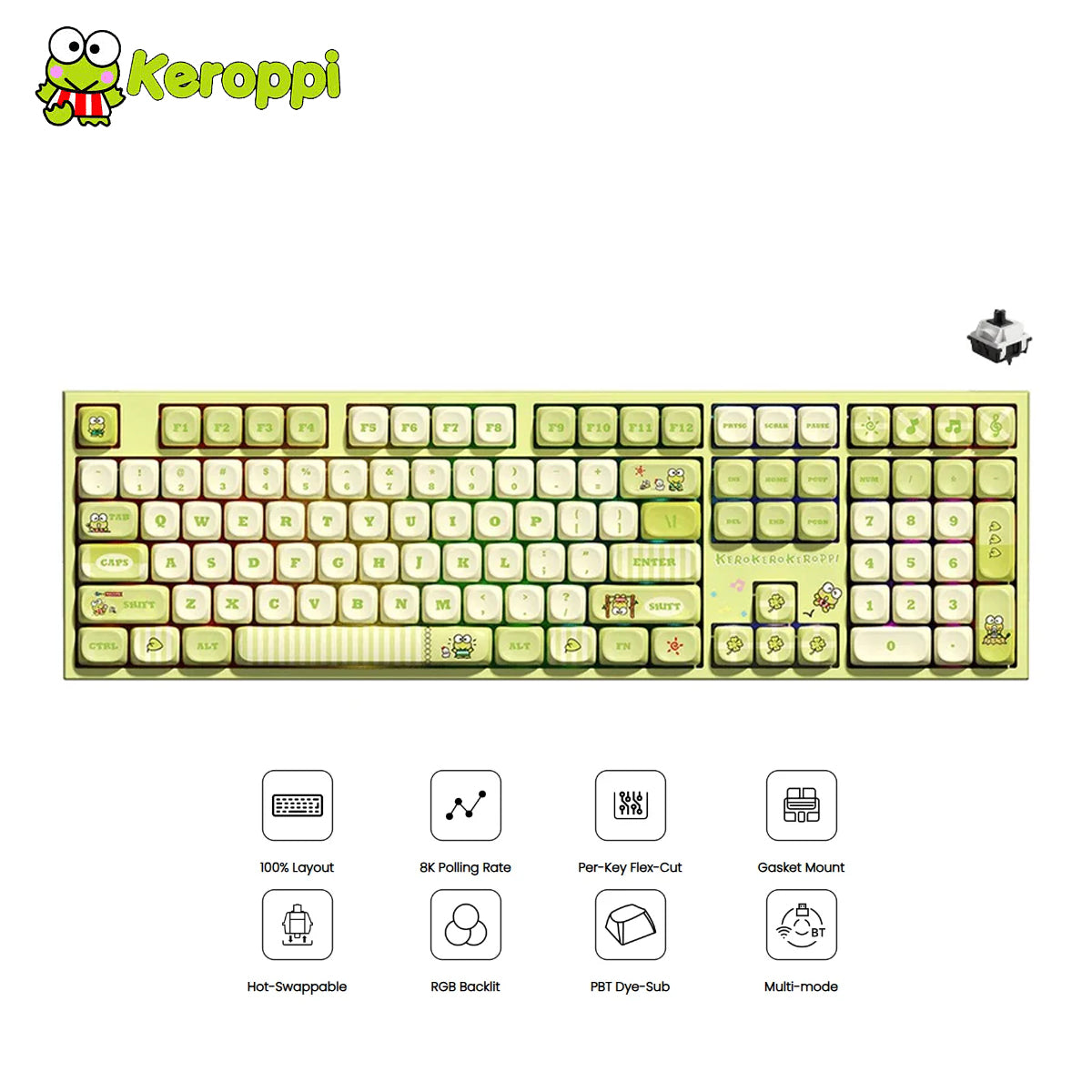 Akko KeroKero Keroppi 5108 V5 Multi-Mode RGB Hot-Swappable Mechanical Keyboard (Akko V3 Piano Pro)