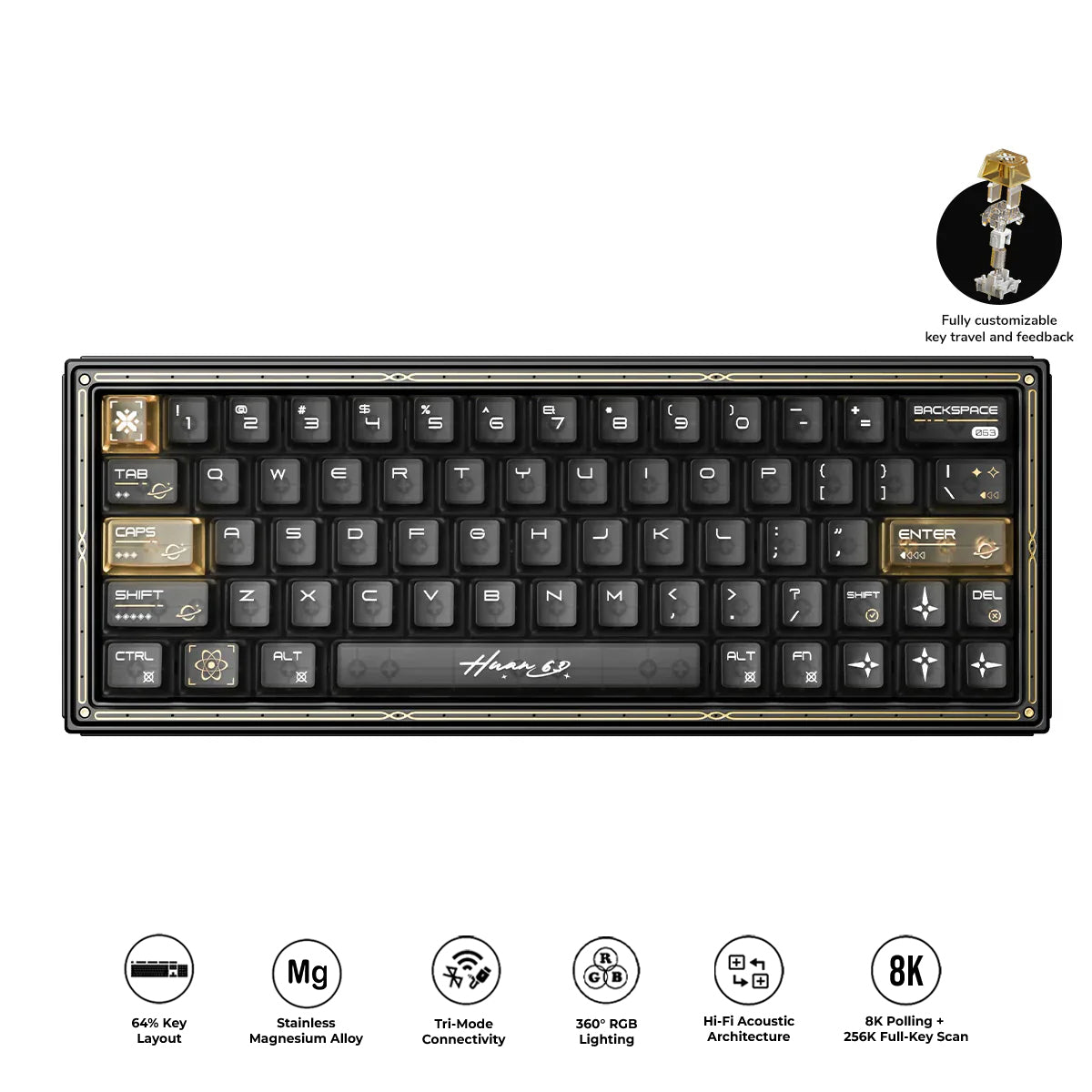 WLMouse HUAN63 HE Magnesium Alloys Keyboard (Black) (KBD-HUAN63-BLACK-