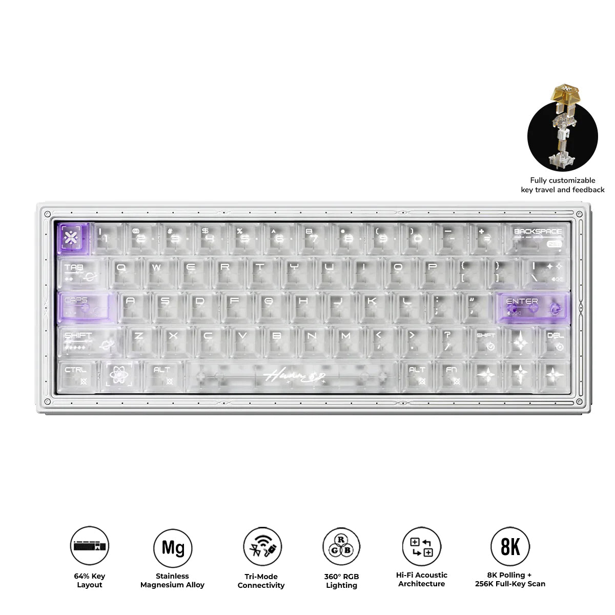 WLMouse HUAN63 HE Magnesium Alloys Keyboard (White) (KBD-HUAN63-WHITE-G)